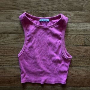 Pink Zara Ribbed Crop Top